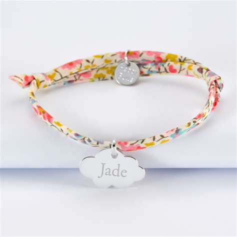 Bracelet enfant liberty personnalisé médaille gravée argent nuage 20x14