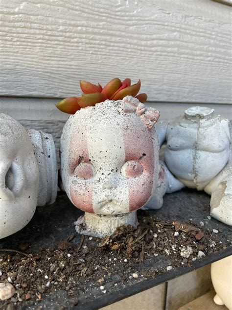 Circus Concrete Baby Doll Head Planter Decoration Garden Plant - Etsy