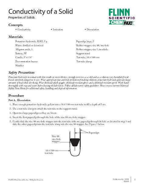 Conductivity Of A Solid Flinn Scientific