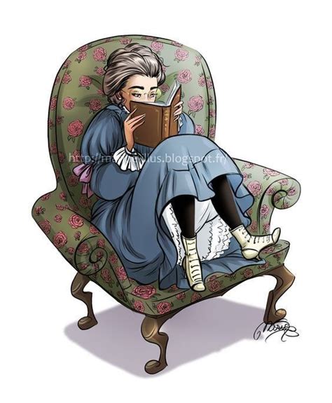 An Old Woman Sitting In A Chair Reading A Book