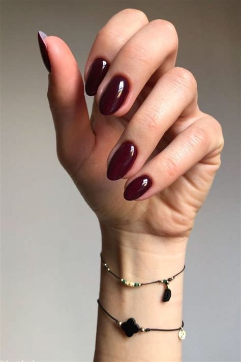 Dark Red Nails Almond