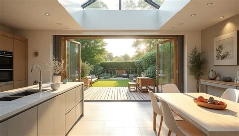 modern light filled kitchen extension opens  outdoor garden interior