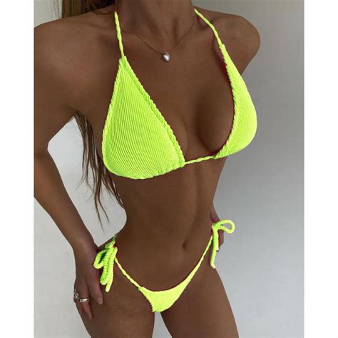 Sexy Bikini Push Up Frauen Badeanz Ge Weiblich Micro Bikini Set Solide