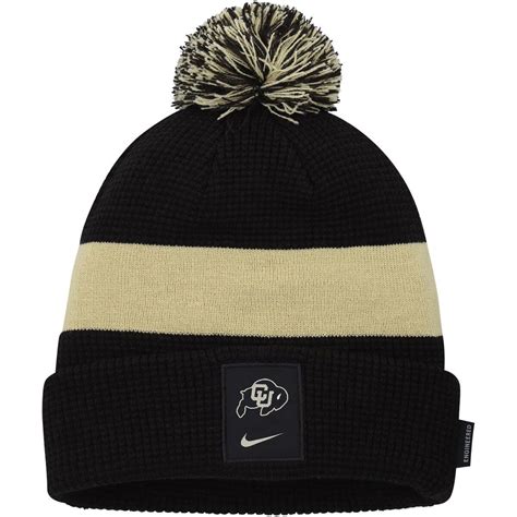 Nike Colorado Buffaloes Sideline Team Cuffed Knit Hat With Pom Black