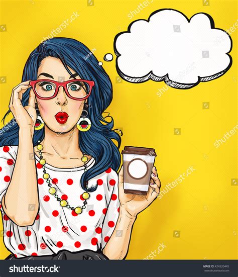 Surprised Pop Art Woman Hipster Glasses Stock Illustration 424320445 Shutterstock