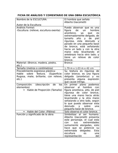 Ficha de Escultura 11 2023 FICHA DE ANÁLISIS Y COMENTARIO DE UNA