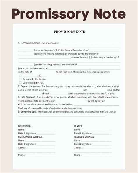 Promissory Note Form Template Editable Ms Word File Instant Download Etsy In 2024 Promissory