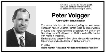 Traueranzeigen Von Peter Volgger Trauer Bz