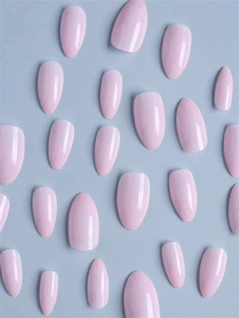 24pcs Long Almond Shaped Nude Pink Fake Nail Set Press On Nails False Nails Glue EBay