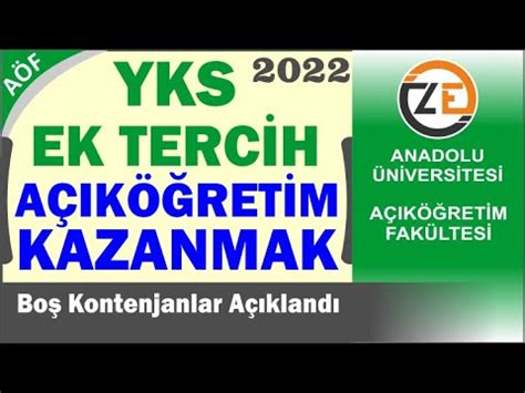 AÖF YKS Ek Tercih Nasıl Yapılır Açıköğretim Boş Kontenjanlar YouTube