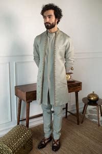 Buy Green Quilted Jacket And Pant Set For Men By Contrast By Parth