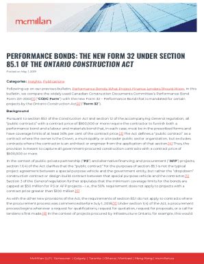 Fillable Online Performance Bonds The New Form Under Section