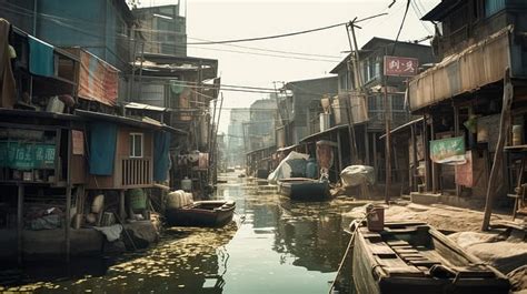 AI Art City Slum Water HD Wallpaper Wallpaperbetter