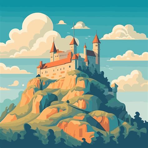 Premium Vector | Medieval fairytale castle cartoon illustration design