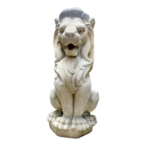 Cast Stone Lion Garden Statue | Chairish