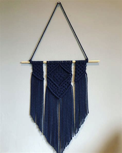 Blue Macrame Wall Hanging Etsy