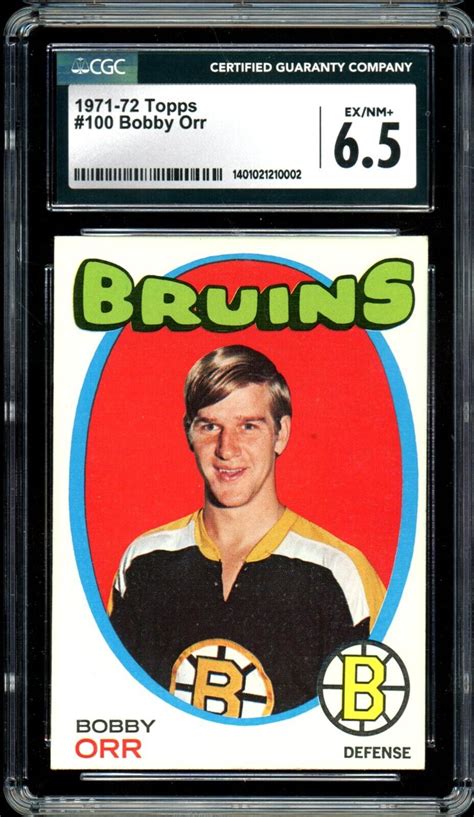 1971 72 TOPPS NHL Hockey 100 BOBBY ORR HOF Graded CGC 6 5 EX NM