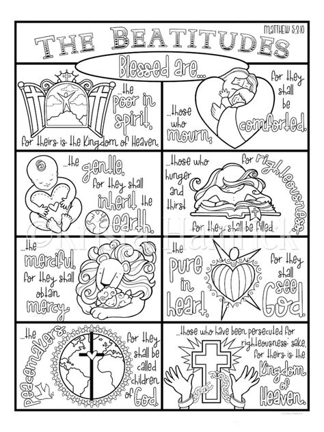 The Beatitudes Coloring Page In Three Sizes 85x11 8x10 6x8 Etsy