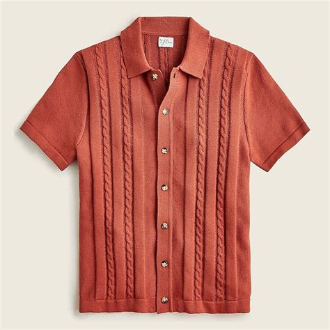 Mens Cardigan Sweater Short Sleeve Cardigan Red Polo Shirt Polo Shirts Knitwear Men Camisa