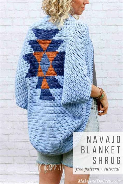 Navajo Blanket Free Crochet Shrug Pattern Make Do Crew