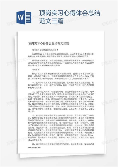 顶岗实习心得体会总结范文三篇word模板免费下载 编号vn5anj5dv 图精灵