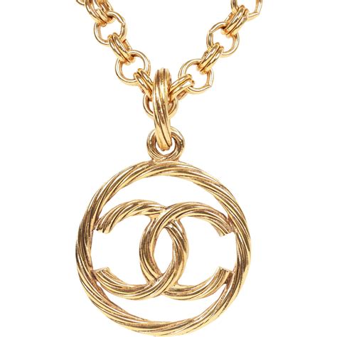 Vintage Chanel Gold Plated Encircled CC Long Necklace