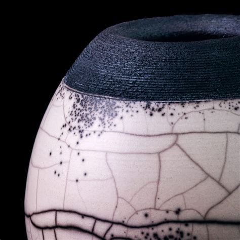 Naked Raku Large Vase Black White Ceramics Home Decor Raku Large Vase White Ceramic Vases