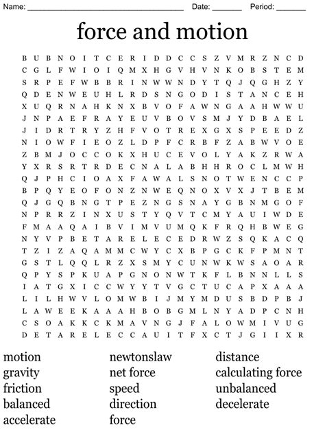 Force And Motion Word Search WordMint