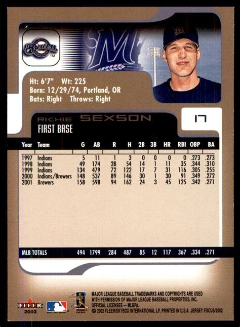 Fleer Focus Richie Sexson Milwaukee Brewers Ebay