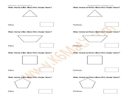 Shapes: Sides and Vertices Worksheet for 5th - 6th Grade | Lesson Planet