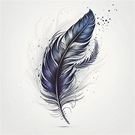 Feather Tattoo Design White Background Png File Download High