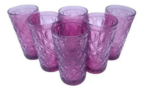 Set De Vasos Morados De Cristal De Ml Mercadolibre