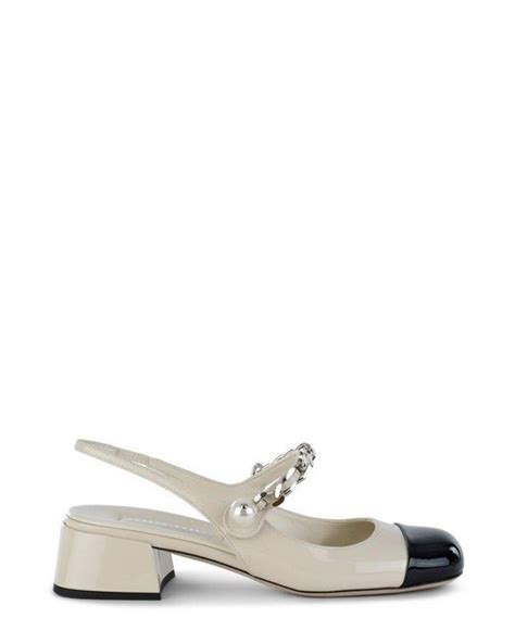 Miu Miu Two Toned Slingback Pumps In White Lyst