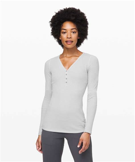 Lululemon Close Call Henley Long Sleeve Heathered Core Ultra Light