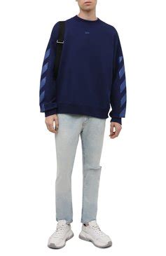 Мужской синий хлопковый свитшот OFF-WHITE купить в интернет-магазине ...