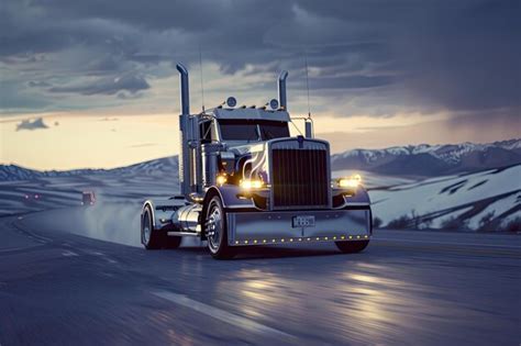 Premium Photo Truck Driving Over Country Road At Sunset