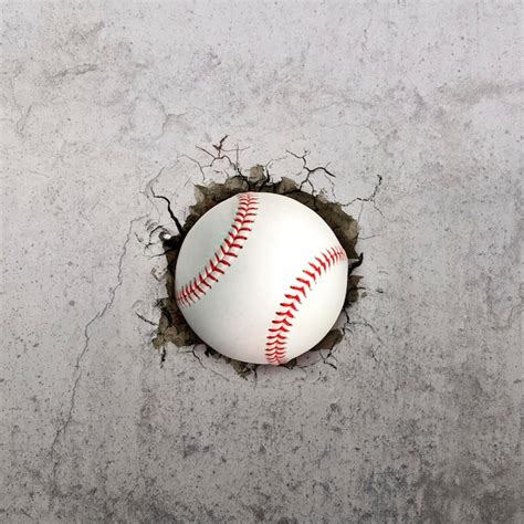 Premium Photo Baseball Ball Flying Through The Wall With Cracks