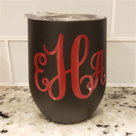 Monogram Wine Tumbler Personalized Wine Glass Monogrammed Coffee