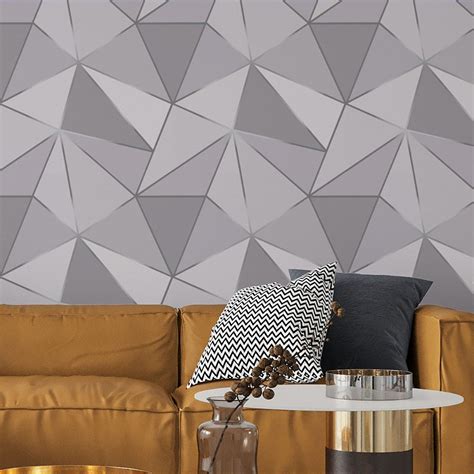 Papel De Parede Adesivo Vinil Triangulos Proven Al Nude Branco Cinza Zara Moderno Quarto Sala