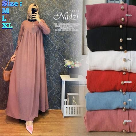 Jual Gamis Nadzi Dress Crinkle Airflow Premium Baju Wanita Piral