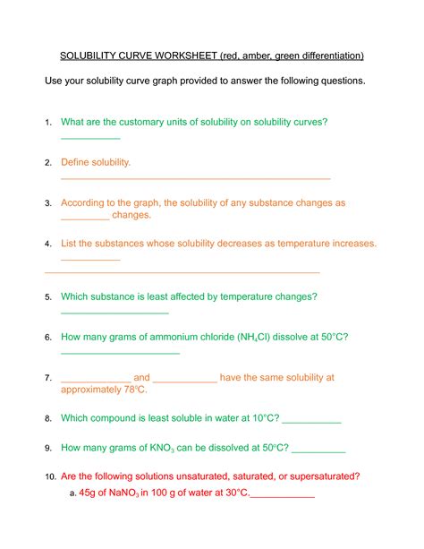 Unit 12 Solutions Solubility Curves Worksheet Fill Online