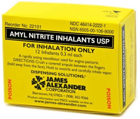 Amyl Nitrite Inhalant Usp Unit Dose Packages James Alexander