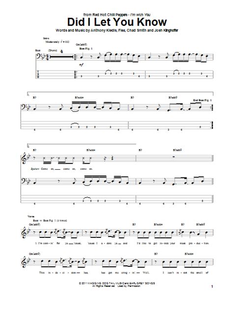 Did I Let You Know By Red Hot Chili Peppers Bass Tab Guitar Instructor