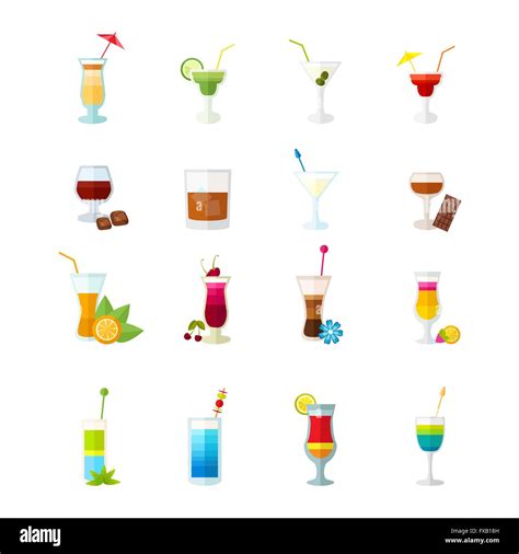 Multicolored Cocktail Icons Set Stock Vector Image And Art Alamy