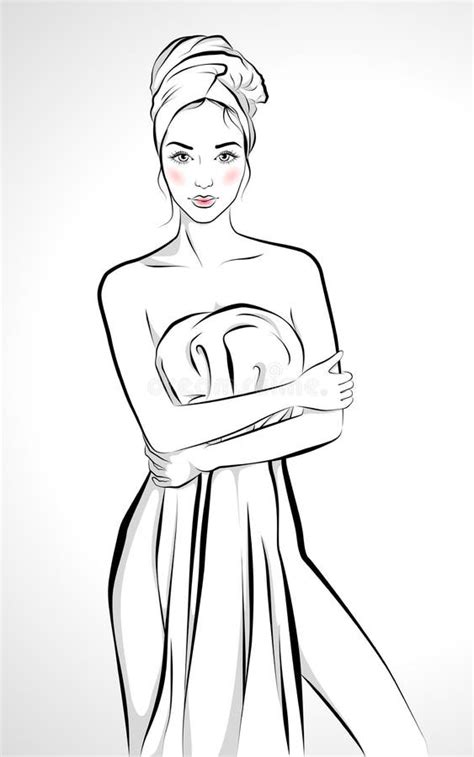 Beautiful Nude Woman Towel Stock Illustrations Beautiful Nude