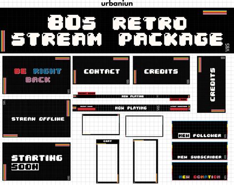 80s Retro Twitch Overlay Animated Package Stream Package Etsy