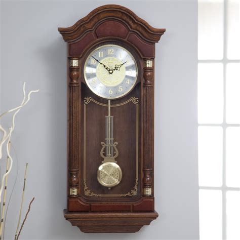 Free Shipping Seiko Stately Dark Brown Solid Oak Case Wall Clock With