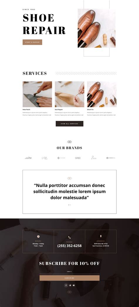 Shoe Repair Home Page Divi Layout By Elegant Themes