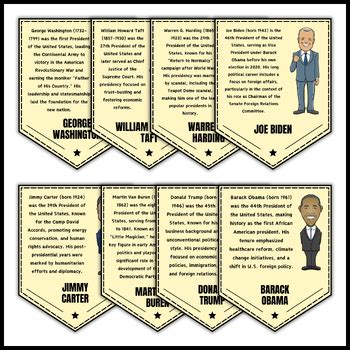 American Presidents Biography Pennants Bulletin Board February