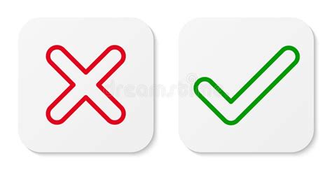 Cross Check Mark Icons X And V Symbols Icon SET Stock Vector